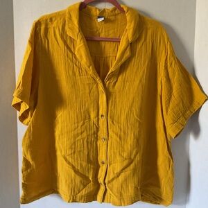Old Navy Gauze Yellow Button-Up Women's Top